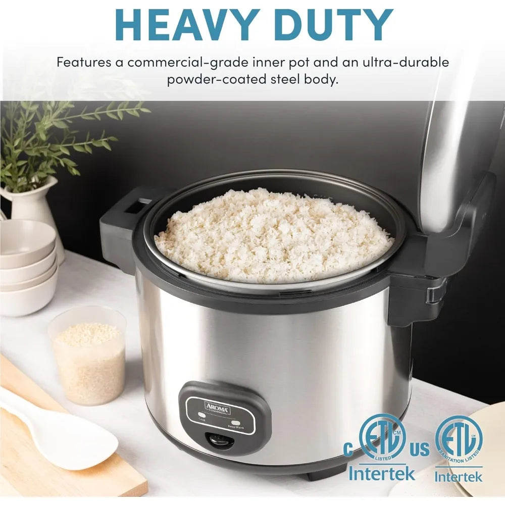 Housewares 60-Cup (Cooked) (30-Cup UNCOOKED) Commercial Rice Cooker, Stainless Steel Exterior (ARC-1130S), Silver