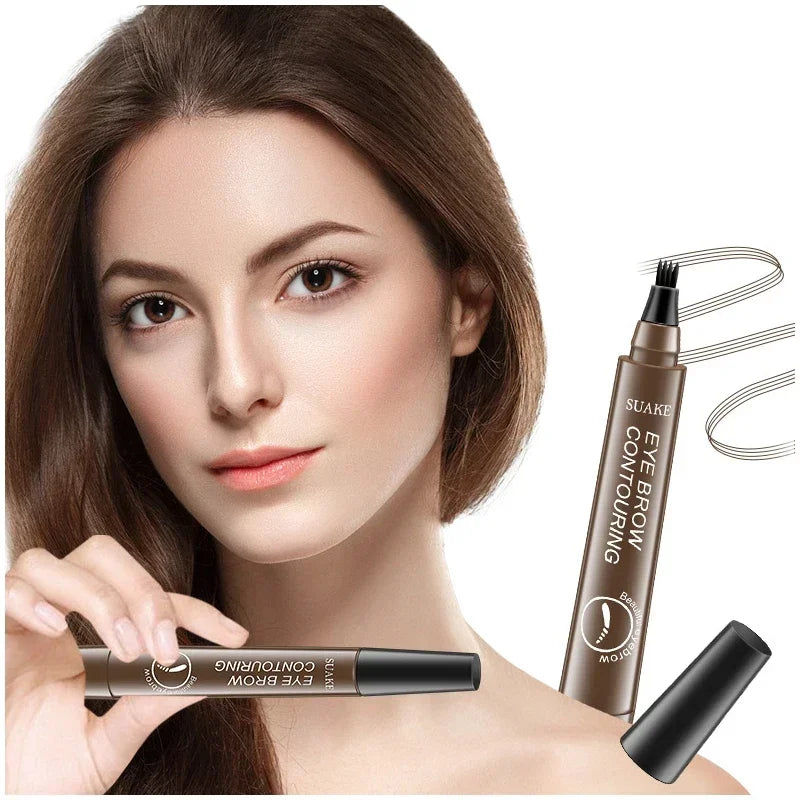 5 Colors Waterproof 4 Fork Tip Eyebrow Tattoo Pencil Long Lasting Brown Liquid Eyebrow Pen Eye Cosmetics Women Beauty Makeup