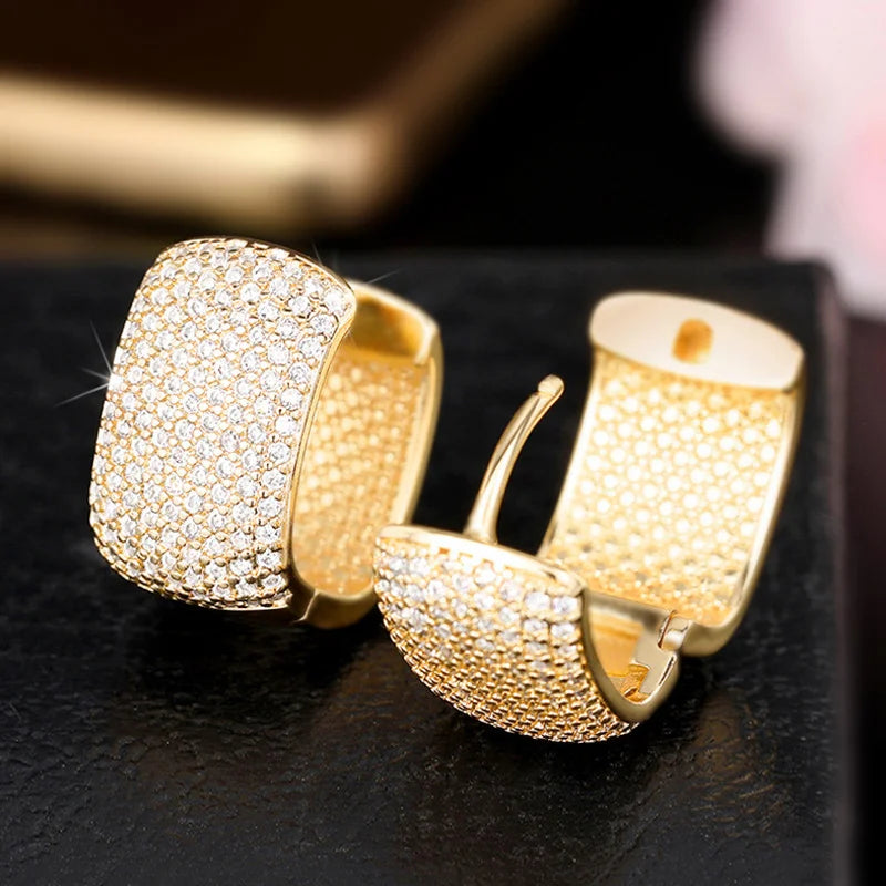 CAOSHI Noble Lady Fashion U Shaped Hoop Earrings for Daily Party Brilliant Cubic Zirconia Accessories for Engagement Ceremony