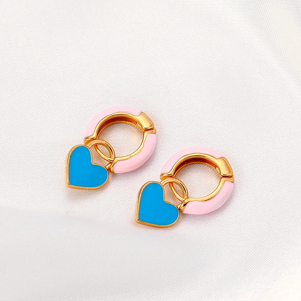 Luxury Rose Gold Enamel Heart Ladies Earrings Single Women Ear Korean Fashion Earring Free Shipping