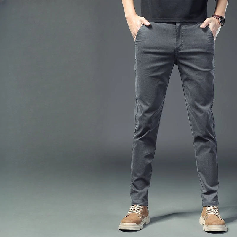Men's Casual Pants Thin Straight Cotton Work Summer Male Trousers Dress Formal Vintage Slacks Clothes Polyester Harajuku Fashion