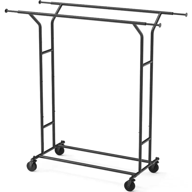 Simple Houseware Heavy Duty Double Rail Clothing Garment Rack, (Chrome/Black)optional