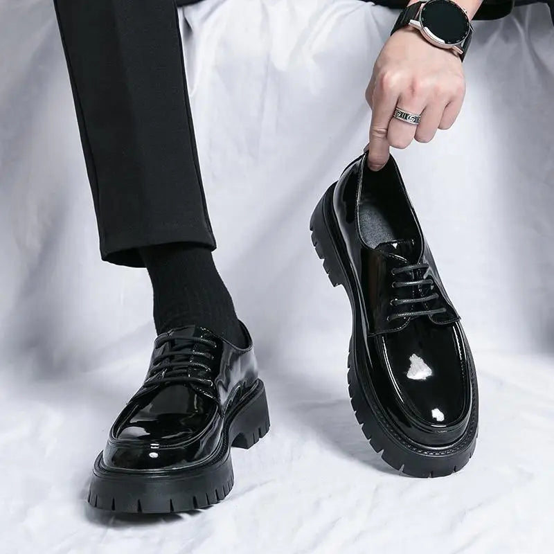 British Patent Leather Dress Shoes Men's Breathable Wedding Business Formal Wear Shoes Dress Shoes Casual Pointed Fashion