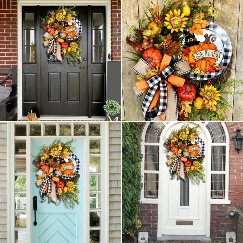 Fall Wreath for Front Door Thanksgiving Wreath Garland Christmas Autumn Home Decor Garland Decoration Pumpkin Wreath Garland