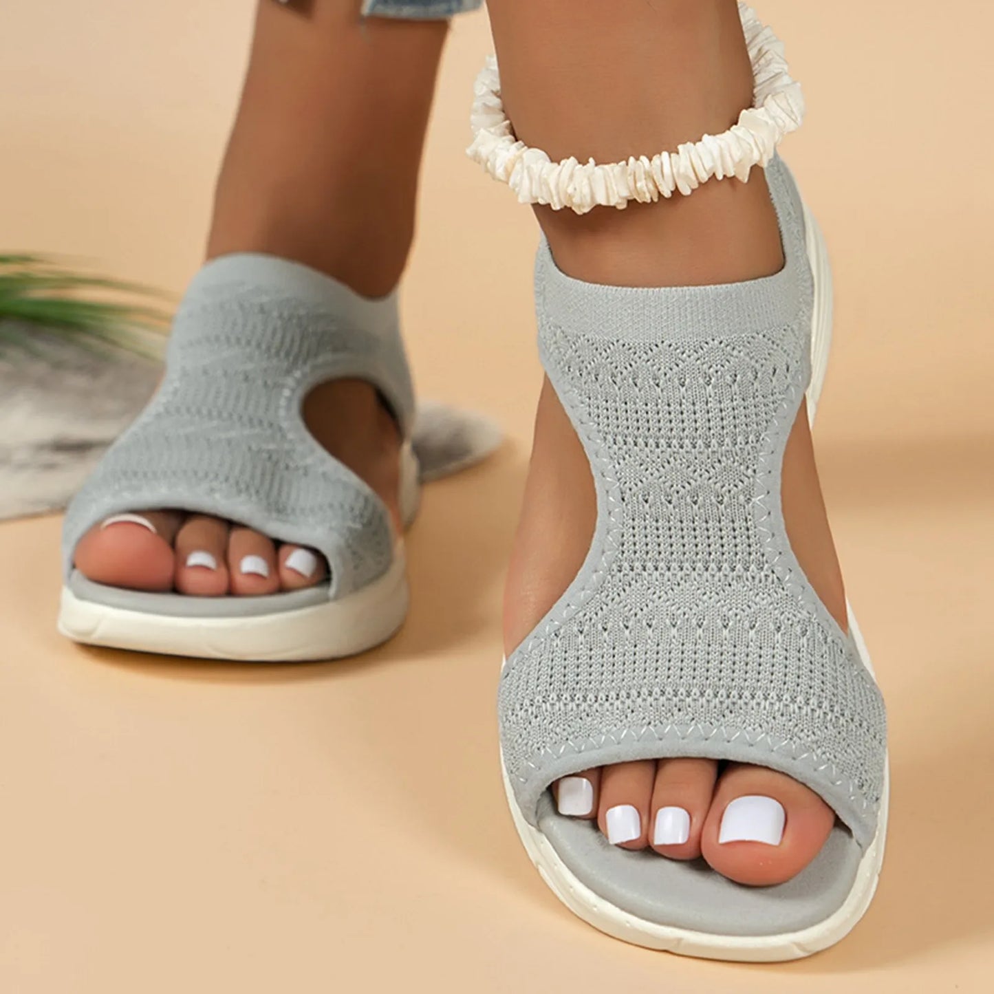 Women Summer Shoes 2024 Mesh Fish Platform Sandals Women's Open Toe Wedge Sandals Ladies Light Casual Shoes