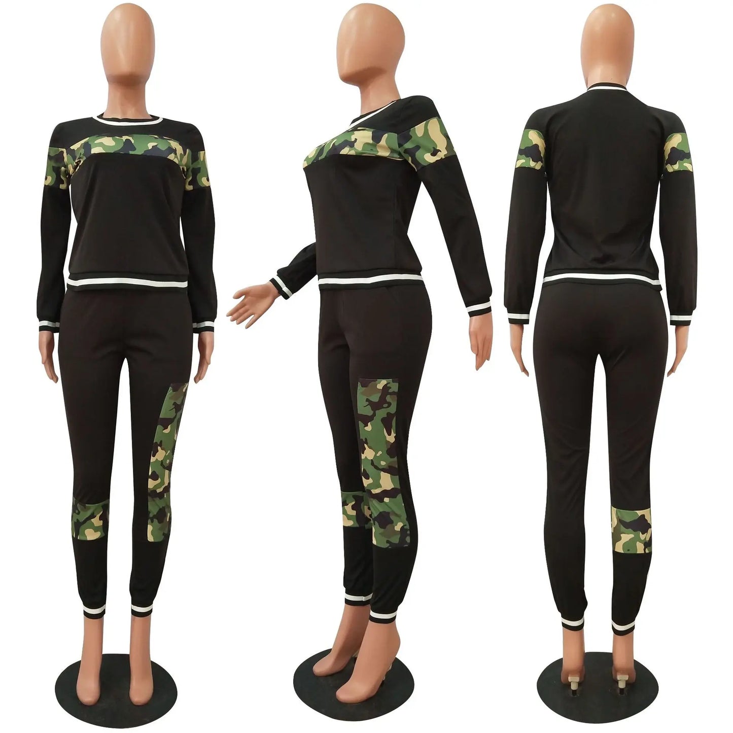 Autumn Women's Two-Piece Long Sleeve Threaded Patchwork Top And Casual Sports Pants Suit 2023 Lady Jogging 2-Piece Set