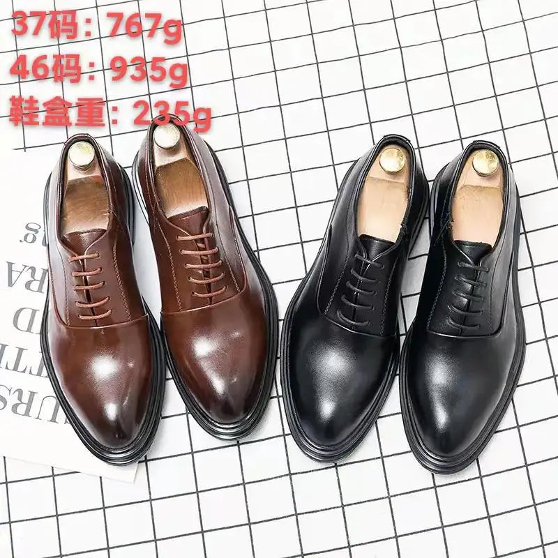 Men's Oxford Shoes Breathable Lace up Leather Shoes Men's Wedding Business  Party Dress Luxury Leather