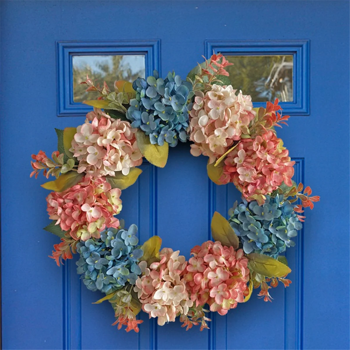 Fall Wreaths for Front Door, Hydrangea Wreath for Wall Window Party Wedding Decor Indoor , Artificial Fall Doors Wreath