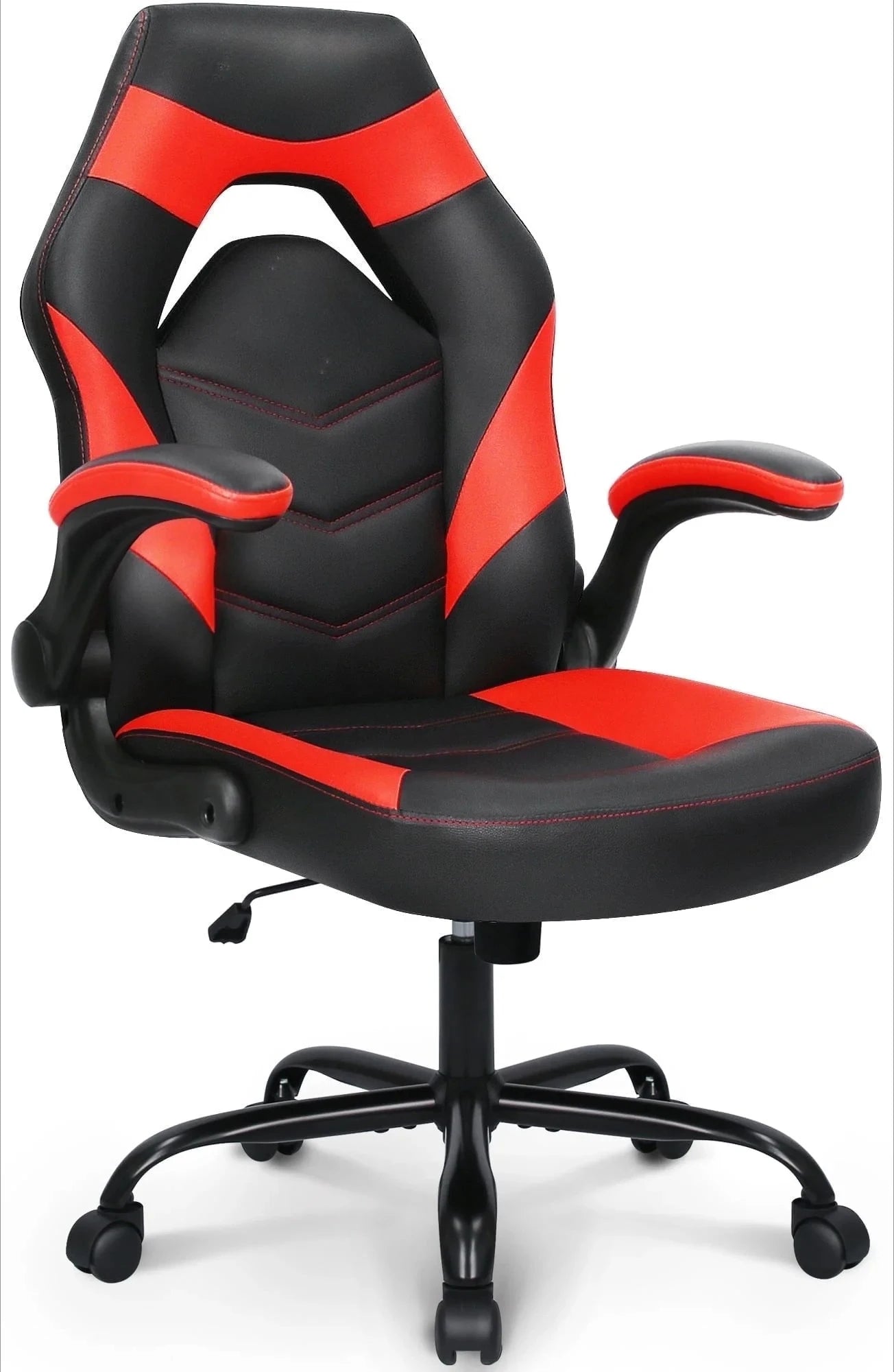 N-GEN Comfortable Flip-Up Armrest Faux Leather Gaming Chair with Swivel Wheels Adjustable