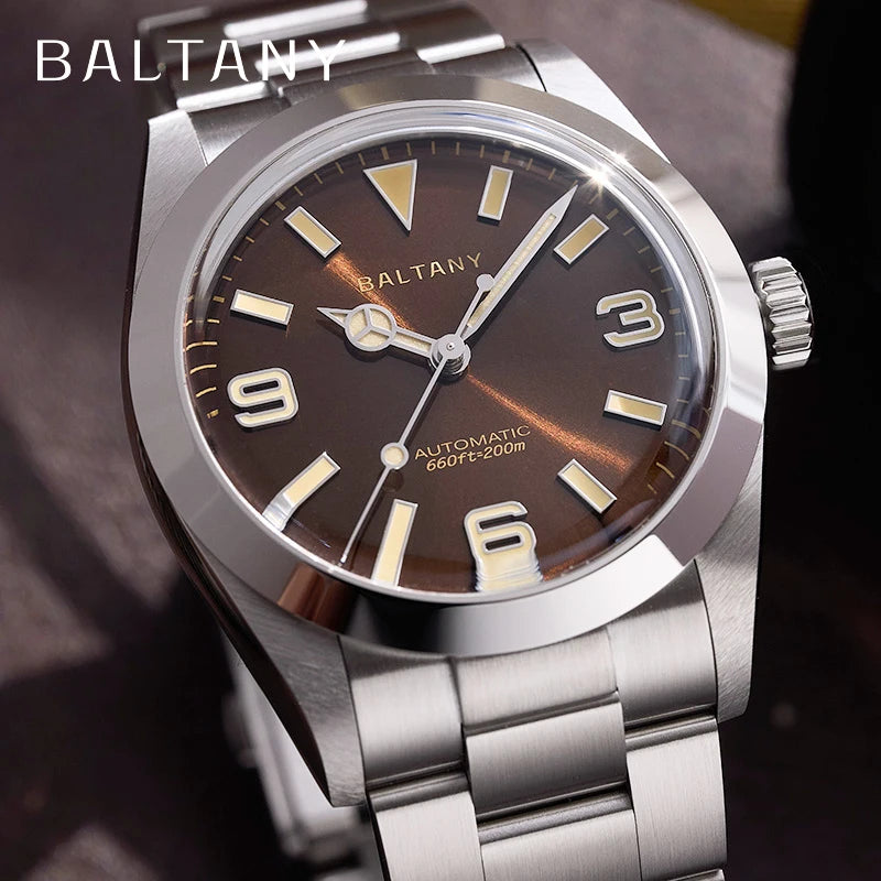 Baltany Classic 36 Explorer NH38 Men's Automatic Mechanical Watch Top of the line Sapphire Steel Belt Waterproof 20Bar C3 Watch