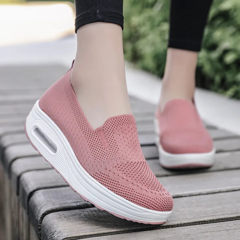 Ladies Summer Platform Woven Shoes Loafers Platform Tennis Shoes Ladies Non-Slip Sneakers Zapatos De Mujer Outdoor Casual Shoes