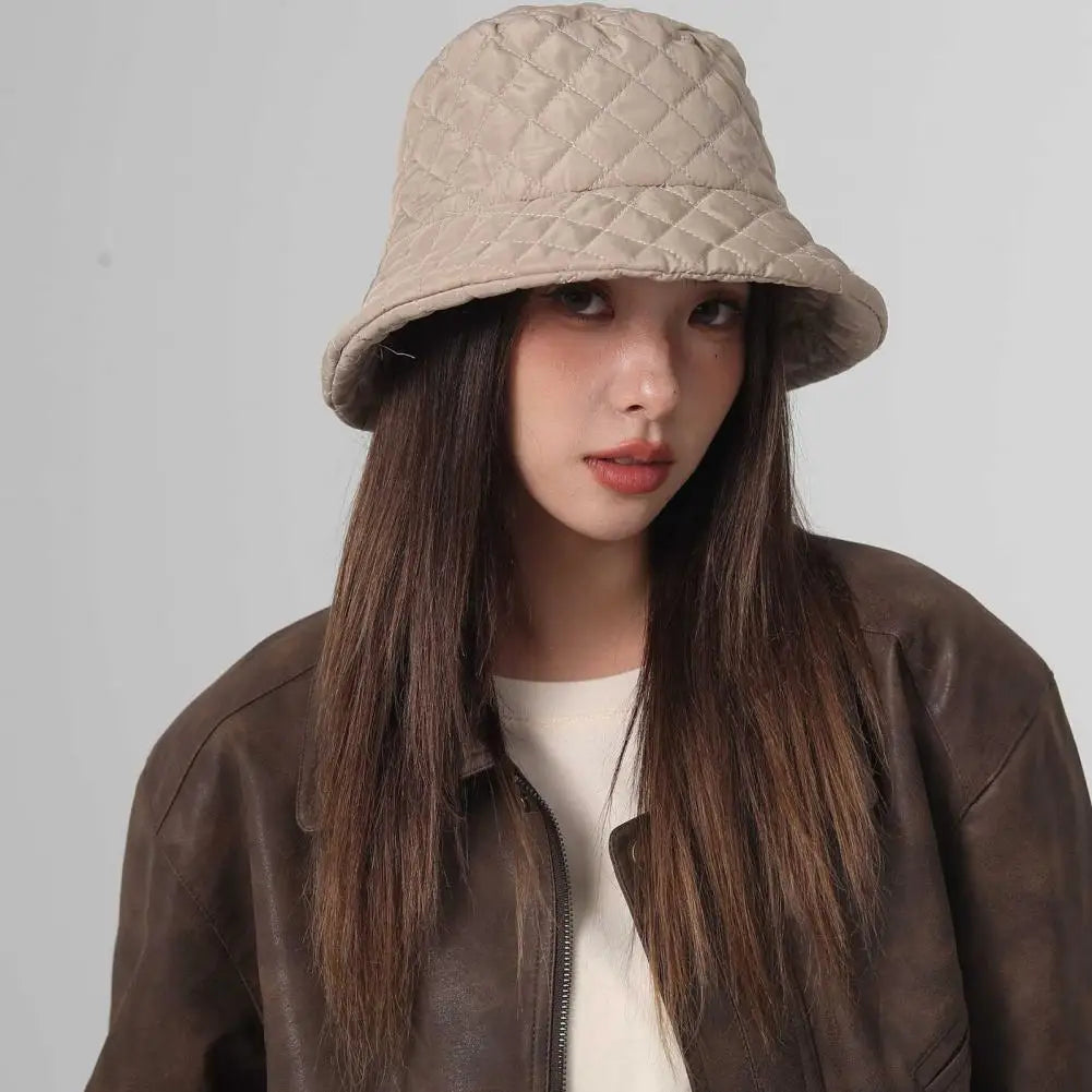 Flat Top Fisherman Hat Stylish Women's Fisherman Hat with Wide Brim Soft Square Pattern Sunshade Design for Fall for Ladies