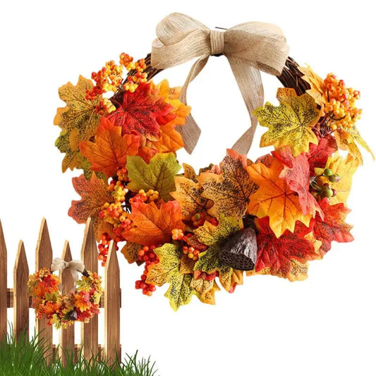 Fall Door Wreath 11.8 Inches Thanksgiving Farmhouse Fall Wreaths Thanksgiving Wreath With Pumpkins And Pine Cone For Indoor