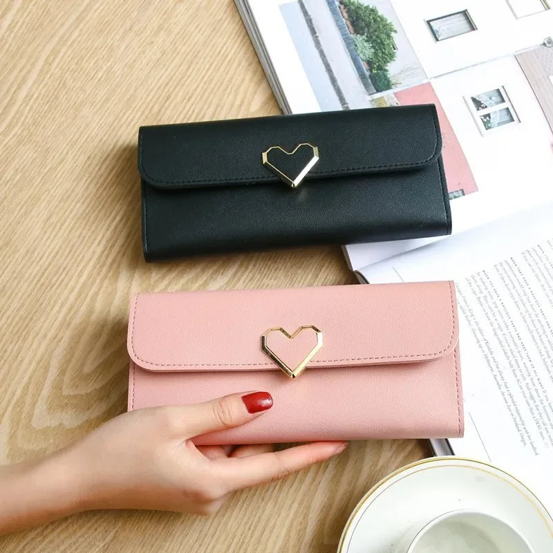 Women Long Wallets Purses Luxury Love Heart Wallets for Ladies Girl Money  Pocket Card Holder Female Wallets Phone Clutch Bag