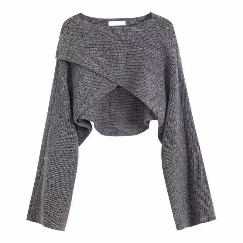 Women Knit Bolero Shrug 2023 Ladies Fall Wear Criss Cross Outfits Designer Fashion Oversized  Bolero Cardigan