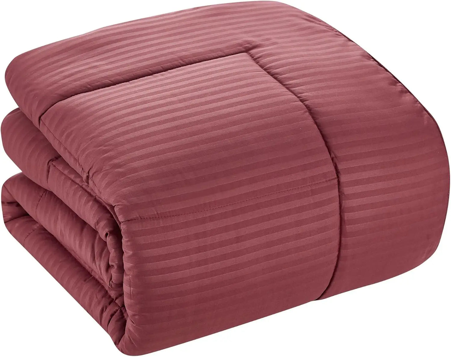 8 Piece Bed in a Bag with Bed Skirt, Fitted Sheet, Flat Sheet, 2 Pillowcases, 2 Pillow Shams, King, Dobby Burgundy