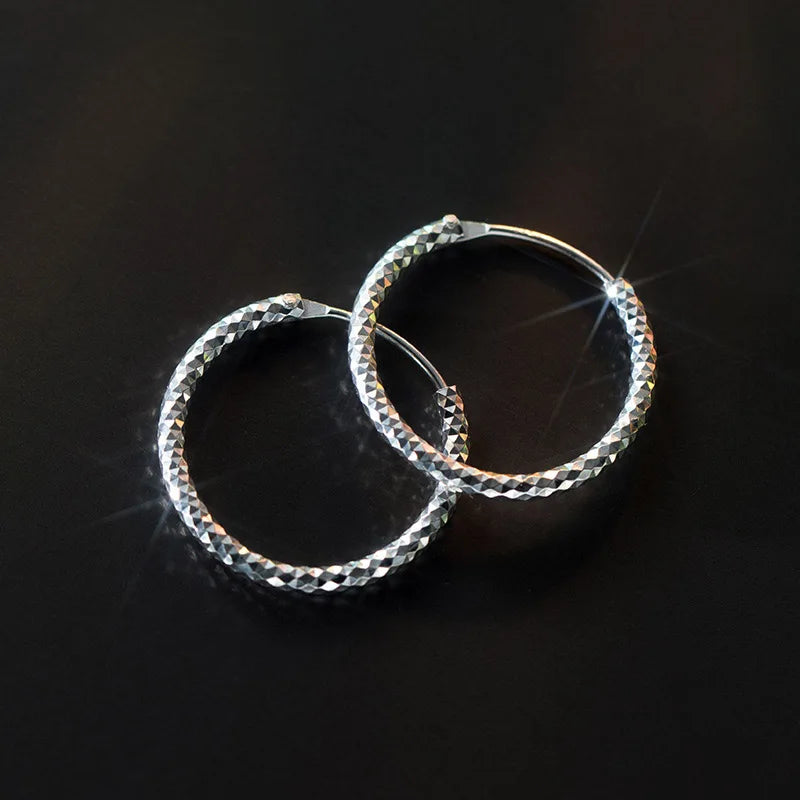 TrustDavis Real 925 Sterling Silver Shiny Hoop Earrings for Women Office Lady  Girls Fine 925 Jewelry Wholesale DS3606