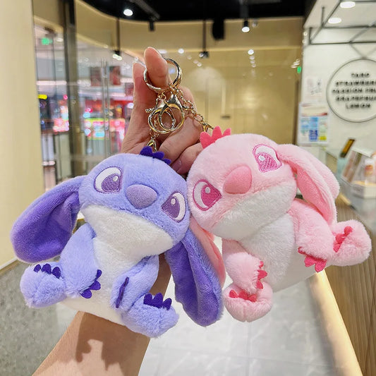 Disney Stitch Plush Doll Key Chain Cute Cartoon Girl&Child Toys Fashion Schoolbag Decoration Bag Pendant  Key Ring Holiday Gifts