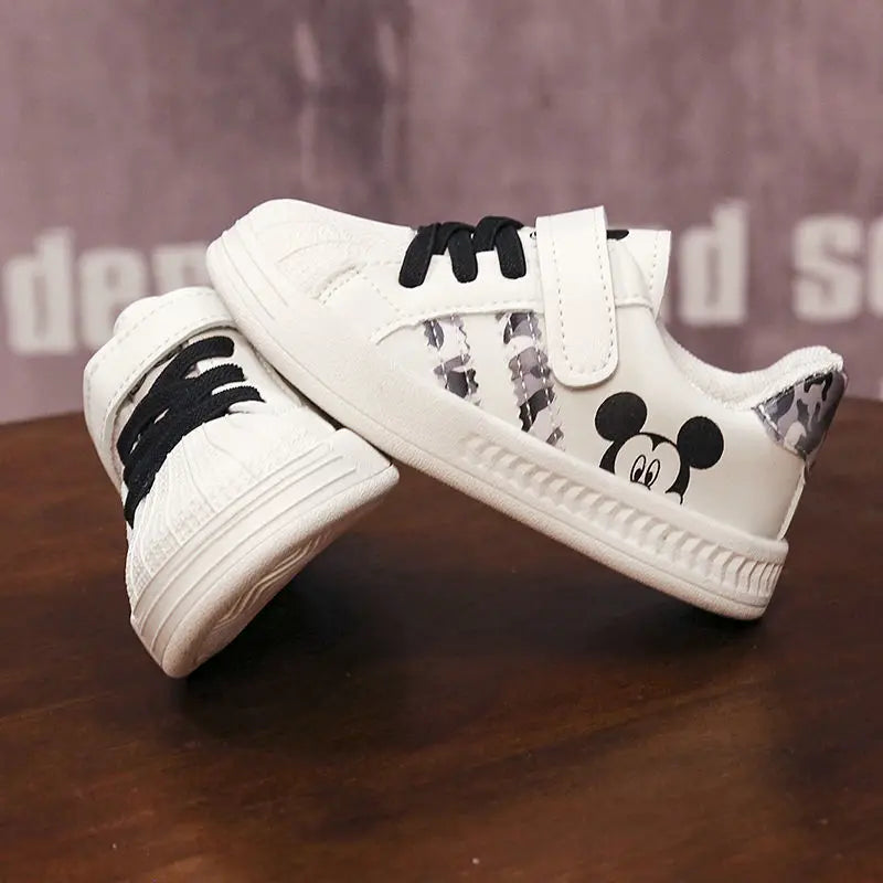 Disney Childres Casual Shoes For Baby Boy Girl Children Sneaker Mickey Mouse Kids Sports White Shoes Toddler Shoes Size 15-25