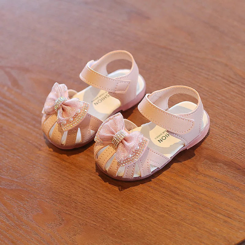 Summer Baby Girls Sandals Bowtie Fashion Pink Princess Toddler Shoes Soft Sole Baby Shoes 0-3 Years chaussure enfant fille