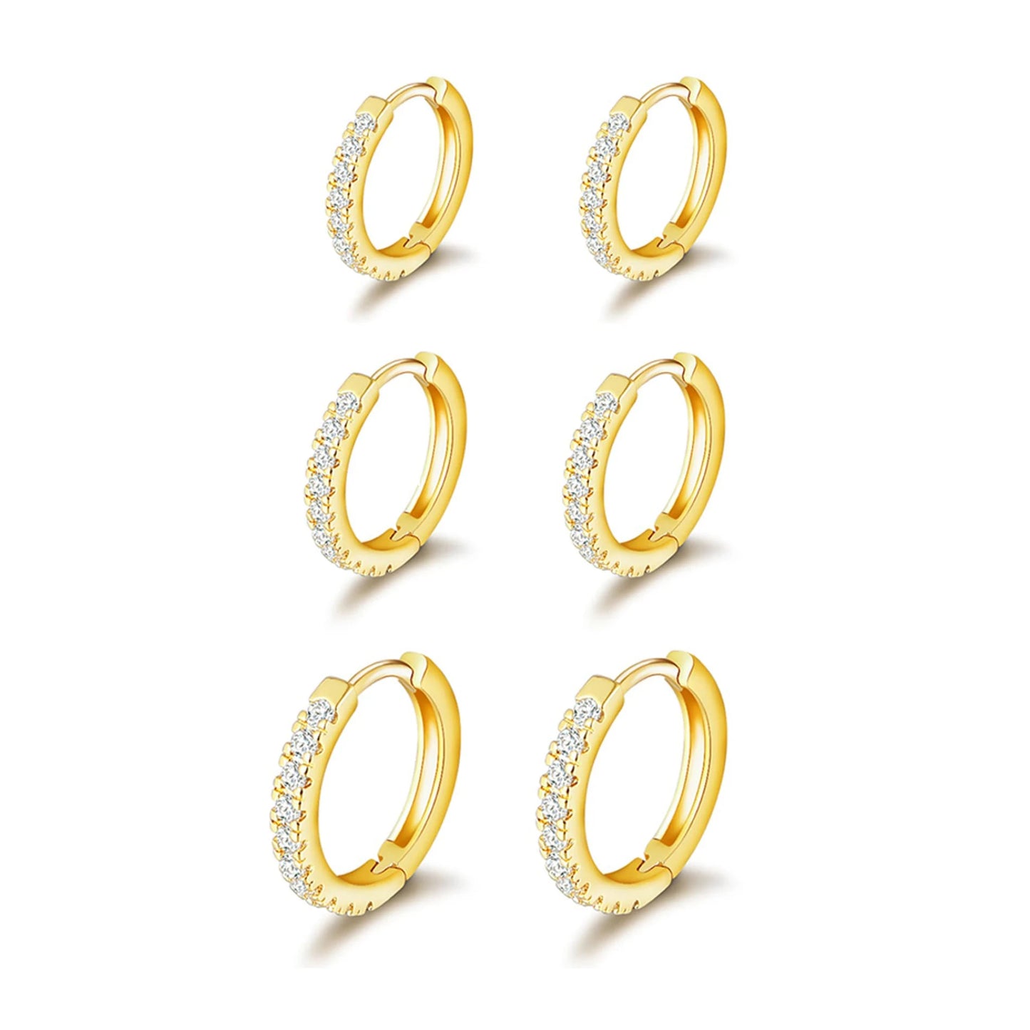 Vonmoos 3 Pairs Hoop Earrings Set for Women 14K Gold Plated Men Jewelry Hypoallergenic Luxury Earrings Decoration for Ladies