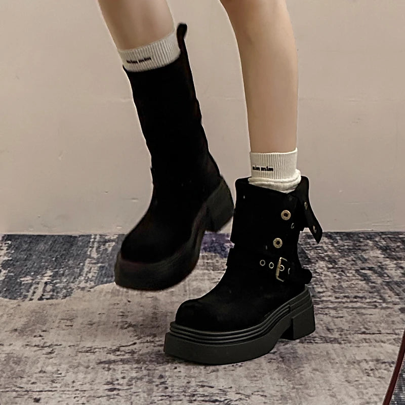 Women's Boots Autumn Shoes Boots-Women Rock Lolita 2024 Leather Ankle Ladies Western Boots Women New 2024 Shoes Ankle Lolita Lad