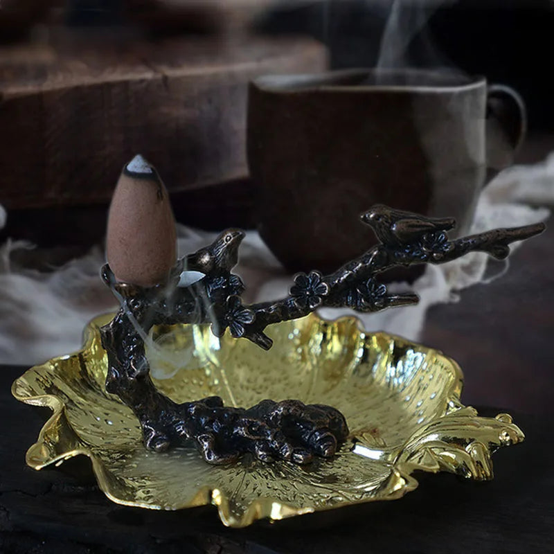 Incense Burner Aroma Burner Creative Lotus Bunrer Cones Backflow Incense Holder Plum Branch Home Decor