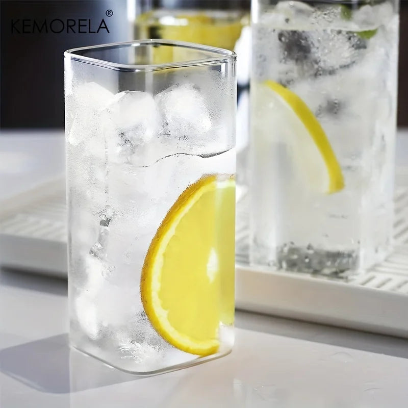 4/6PCS Drinking Glasses 500ML Thin Square Elegant Bar Glassware Highball Gllasses For Water Juice Beer Milk Cocktails Coffee