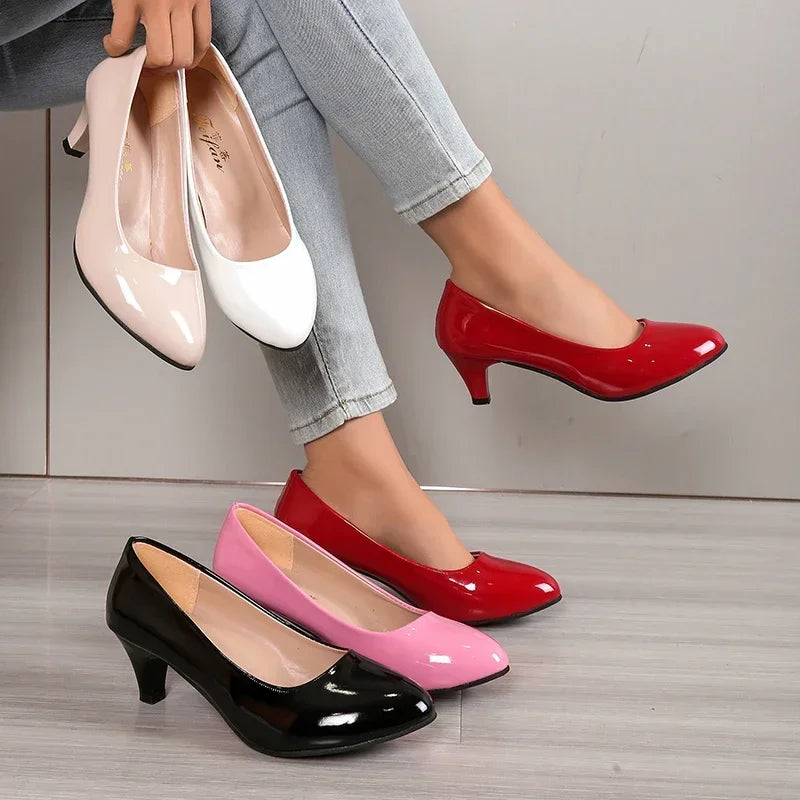 New Women High Heels Nude Shallow Mouth Pumps Fashion Shoes Office Work Party Shoes Ladies Wedding Shoes Solid Color Heels Women