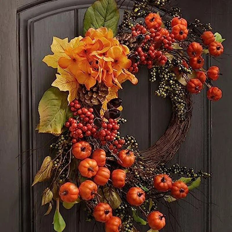 Fall Decor Fall Wreath For Front Door Pumpkins Berries Wreath Decorations For Autumn Thanksgiving Harvest Farmhouse Home Durable