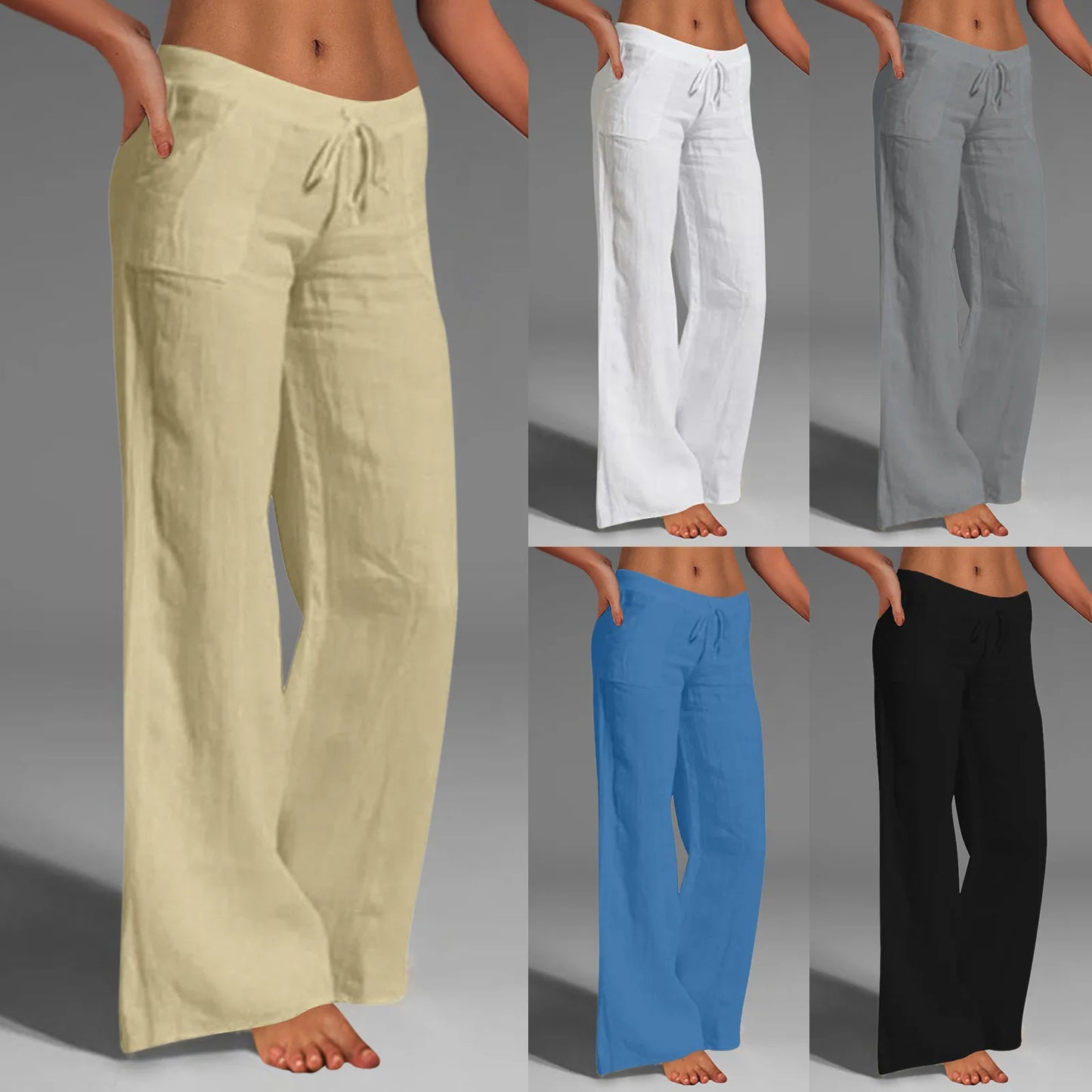 ladies Pants Polyester Wide Legged Daily Woman plus Size Dress Pants Women for Work Cotton Elastic waist trouser Sweatpants