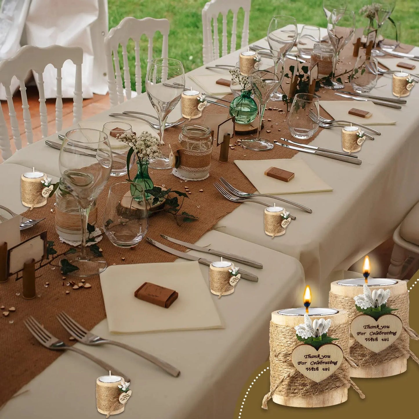 10/20/30/50Pcs Wedding Bridal Shower Favors Candles for Guests Gift Wedding Wooden Tealight Candle Holders Christmas Candlestick