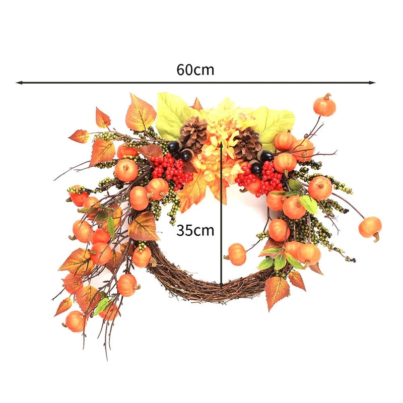 Fall Decor Fall Wreath For Front Door Pumpkins Berries Wreath Decorations For Autumn Thanksgiving Harvest Farmhouse Home Durable