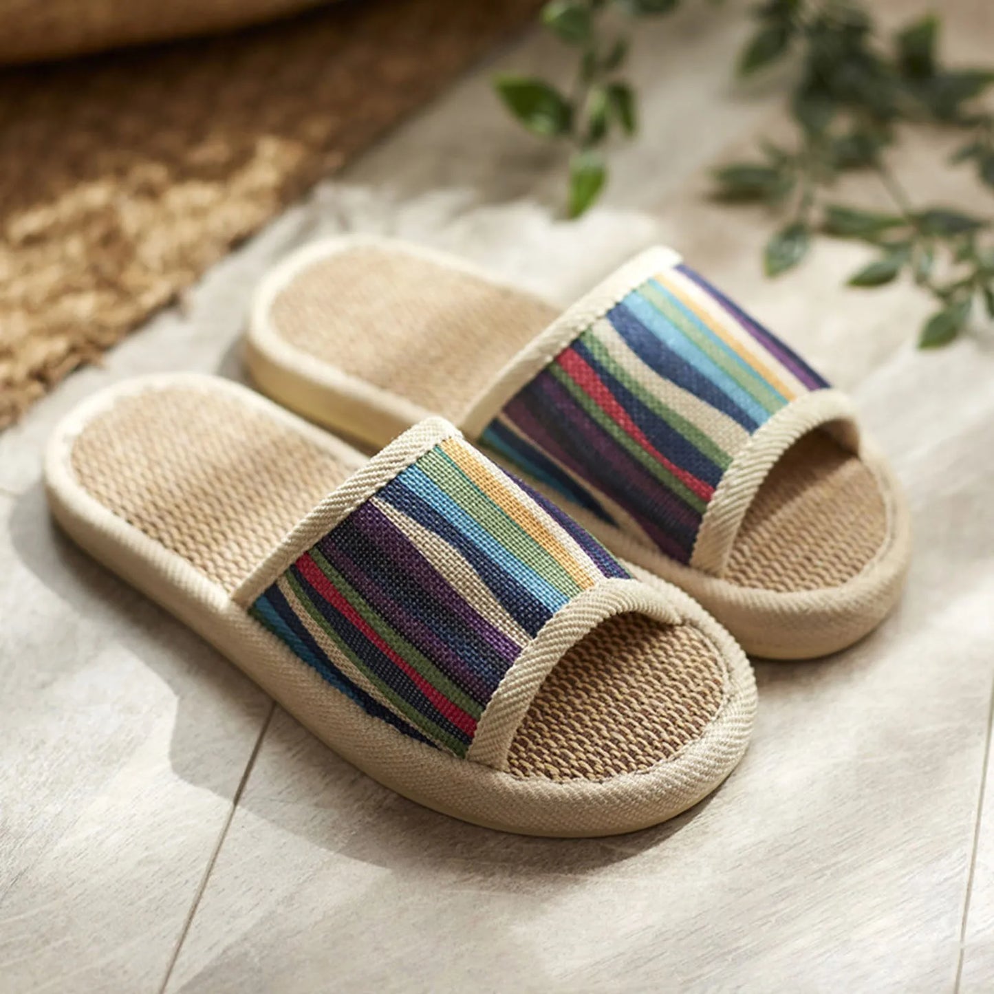 Spring And Autumn Linen Slippers For Household Women Sole Soft Sole Home Casual Indoor Couples Summer Slippers For Women No Heel