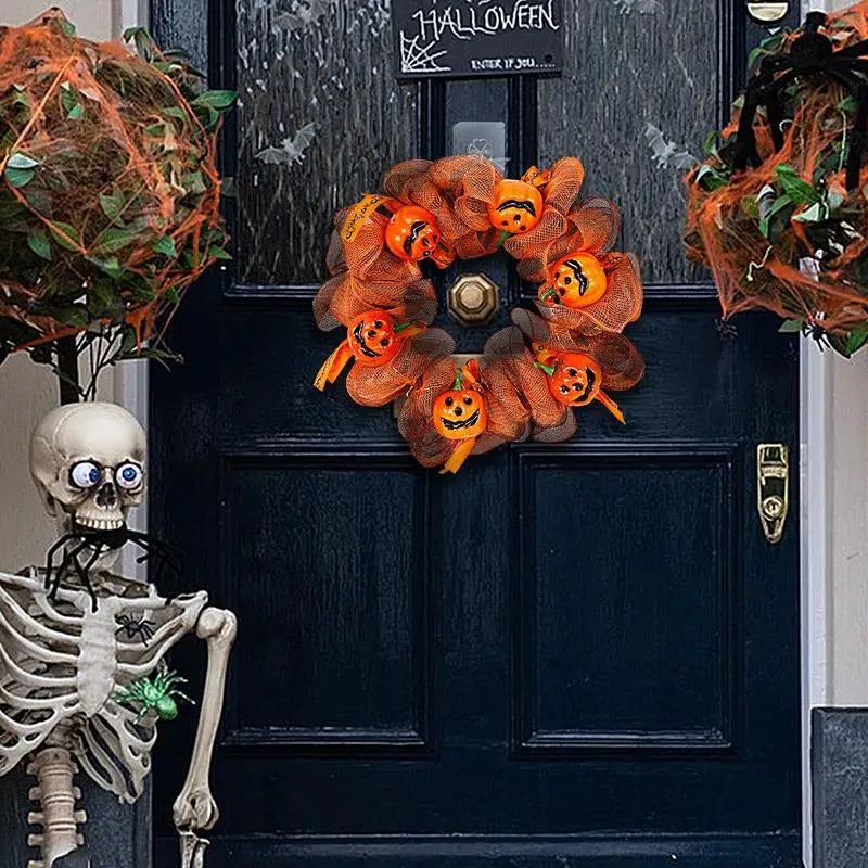 Fall Door Pumpkin Wreath Autumn Halloween Decor Garland Autumn Pumpkin Wreaths Christmas Party Door Wreath