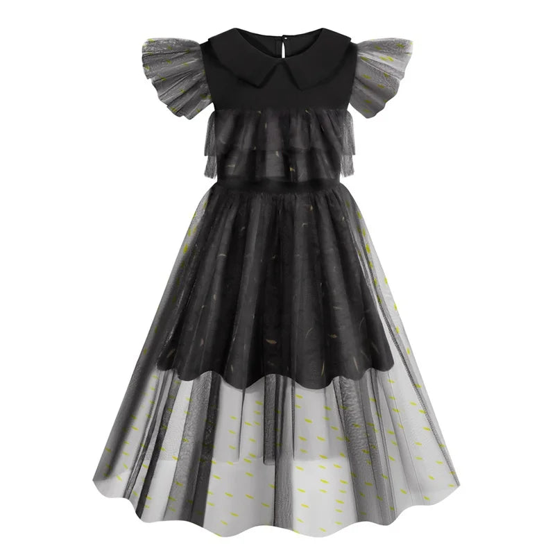 Children Princess Dress Girls Sequin Puff Sleeve Tutu Dress Child Girl Fashion Birthday Party Gown Kids Mesh Dress Summer 2-10Y