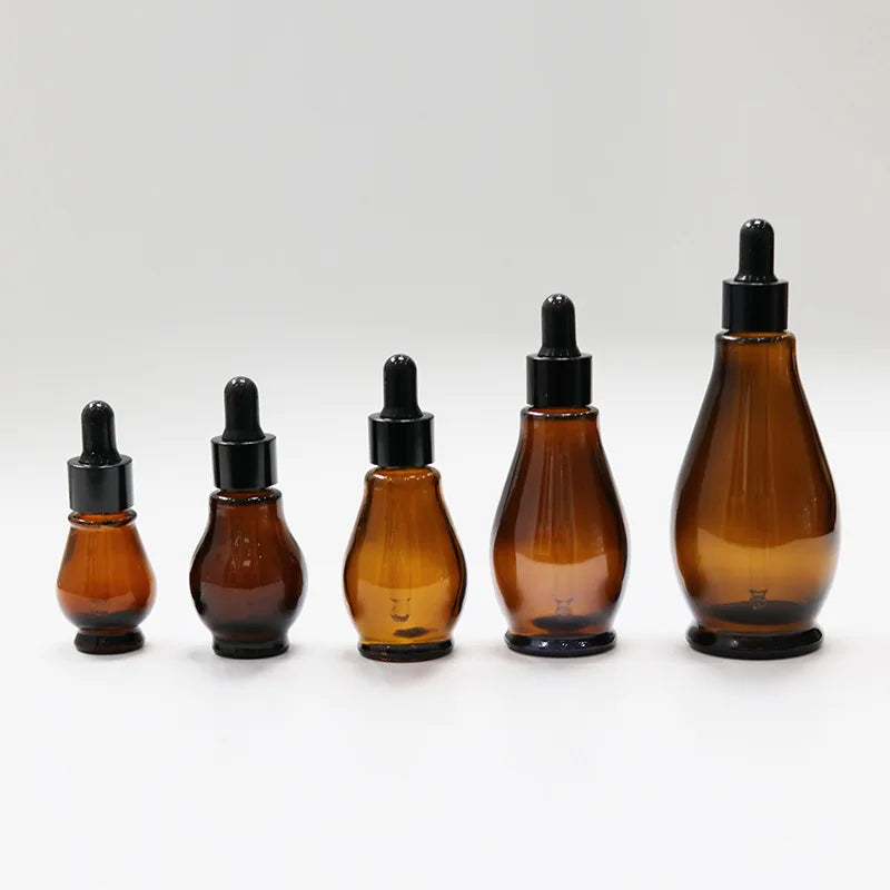 10-100ml Empty Dropper Bottle Amber Essential Oil Glass Aromatherapy Liquid Brown Drop For Massage Pipette Refillable Bottles