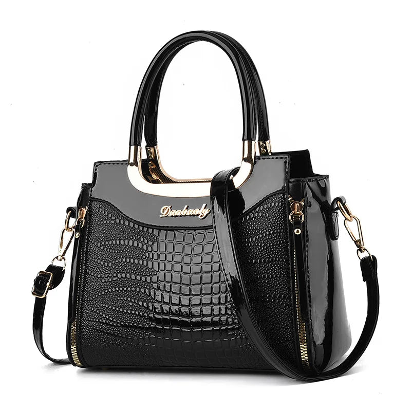 2023 Women Bags Designer Luxury Patent Leather Shoulder Sac Crocodile Pattern Handbags Purses Ladies Crossbody Bucket Sac A Main