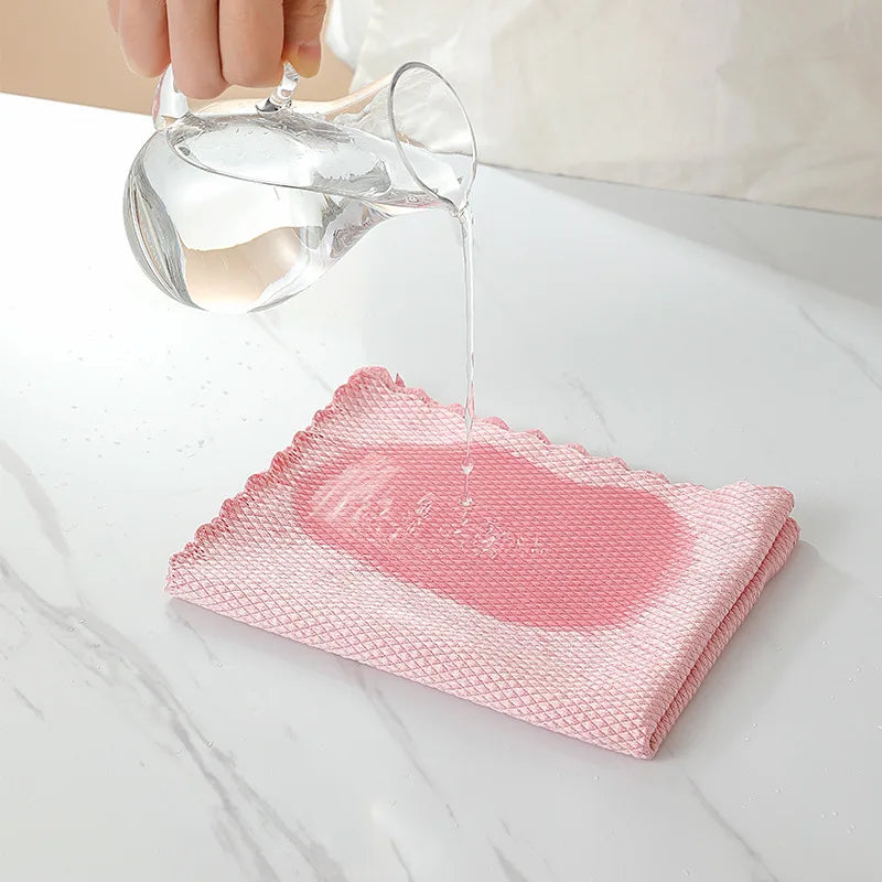 10/1pcs Fish Scale Cleaning Cloths Microfiber Super Absorbent Oil-proof Dishcloths Washing Rag Car Glass Window Wipe Cloth Towel