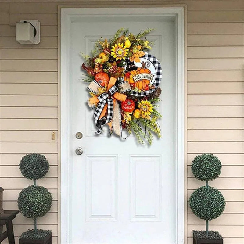 Fall Wreath for Front Door Thanksgiving Wreath Garland Christmas Autumn Home Decor Garland Decoration Pumpkin Wreath Garland