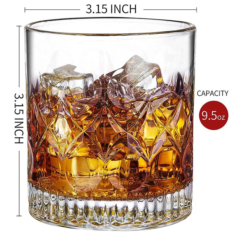 Old Fashioned Whiskey Glasses,Rocks Glass for Drinking Rum,Scotch,Bourbon 9.5 oz-Set of 4