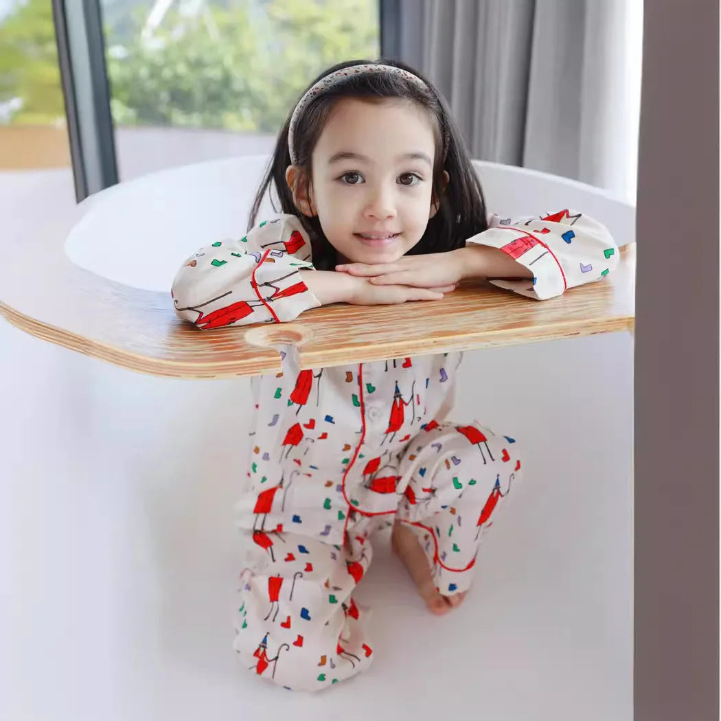 Girls' Homewear 2024 Fall Fashion Cartoon Long-sleeved Cotton Children's Ppajamas Pajama Pants Suit Homewear Children's Clothing