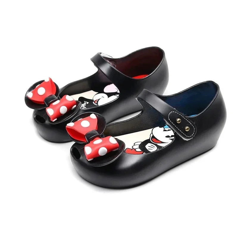 Melissa New Disney Mickey Mouse Baby Shoes Fish Mouth Bow Children's Princess Spring and Summer Sandals Toddler Casual Shoes