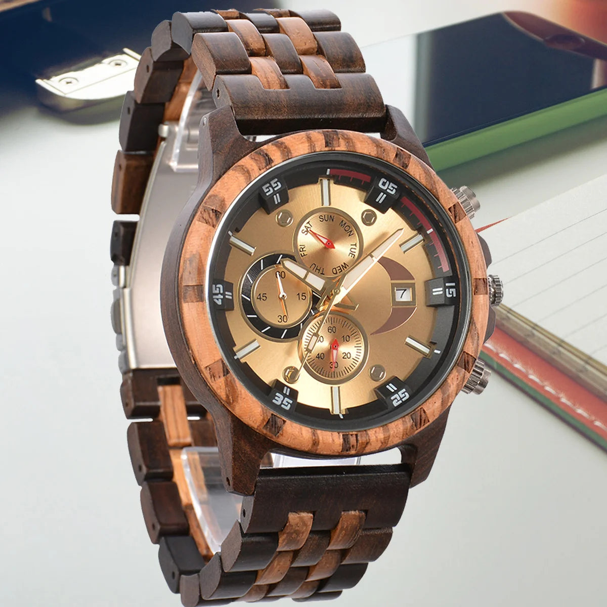 Men Wood Wrist Watch Fashion Quartz Wriwatches Timepieces Chronograph Men's Wooden Watches Gift Driopshipping reloj madera