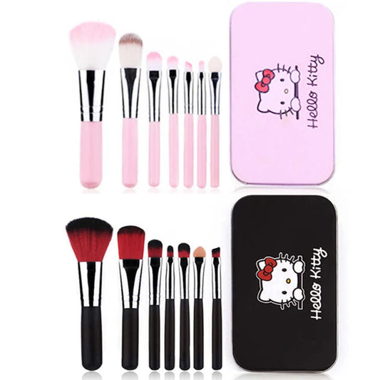 Hello Kitty Makeup Brush Set with Box Cute Fashion Blush Eyebrow Lip Eyeshadow Brush Beauty Tool Women Girls Facial Makeup Gift