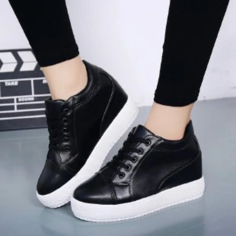 New White Hidden Wedge Heels Sneakers Casual Shoes Woman High Platform Shoes Women's High Heels Wedges Shoes for Women