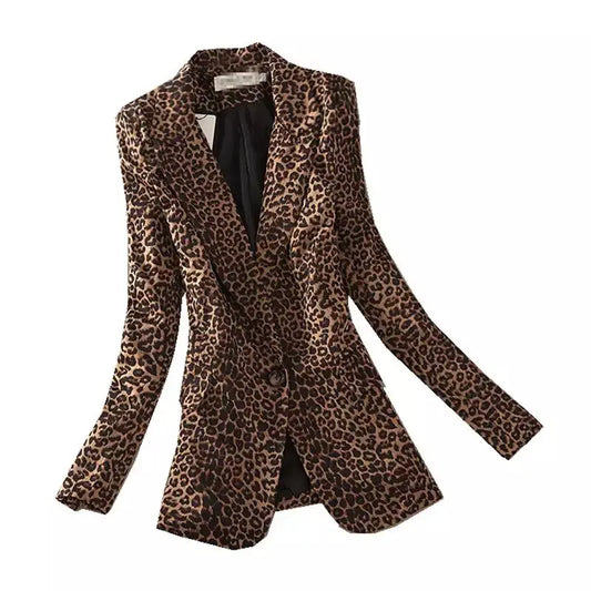 2022 New Fashion Women Blazer Leopard OL Long Sleeve Suit Coat Blazers Jackets Office Lady Tops Biker Jacket Outwear Tops