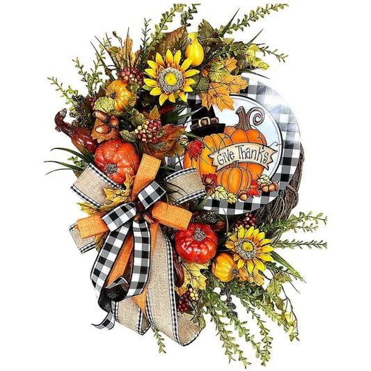 Fall Wreath for Front Door Thanksgiving Wreath Garland Christmas Autumn Home Decor Garland Decoration Pumpkin Wreath Garland