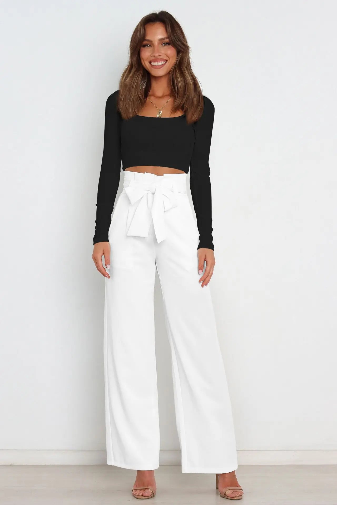 High Waist Loose Wide Leg Pants for Women Spring Autumn Female Dress Pant White Suits Pants Ladies Long Trousers Casual Pants