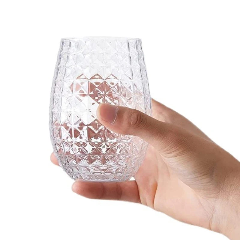 Wine Glasses Whiskey Cocktail Juice Drinking Plastic Cups - Unbreakable Reusable And Recyclable for Outdoor Pool Party Picnics